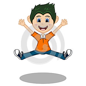 Little boy dancing with smile cartoon