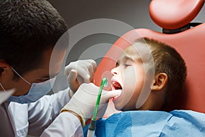 Little boy at dentist