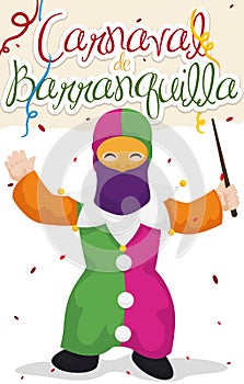Little Boy Disguised like Monocuco in Barranquilla`s Carnival, Vector Illustration photo
