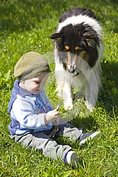 Little boy and dog