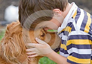 Pequeno chico a el perro 