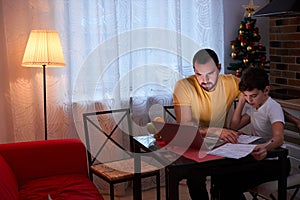 Little boy doing homework