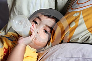 Little Boy Drinking Milk