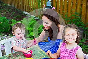 Little Boy Dyes his Easter Egg