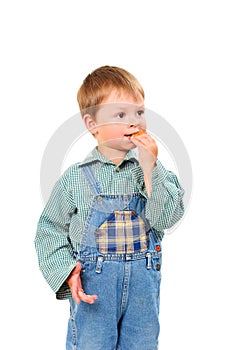 Little boy eating cookies