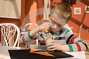 Little boy eating ice cream