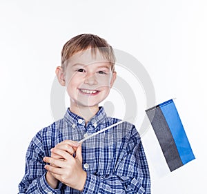 A little boy with estonian flag