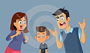Parents Screaming at Their Child Vector Illustration