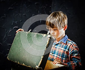 Little boy finding treasure