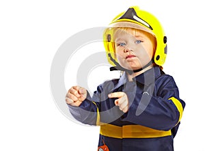 Little boy in fireman costume