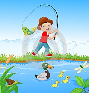 Little boy fishing