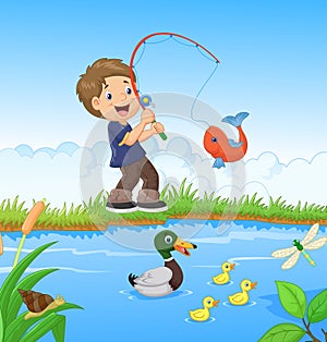 Little boy fishing