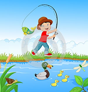 Little boy fishing photo