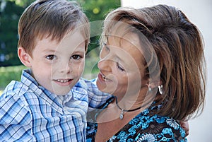 Little  boy  with freckles and his mother