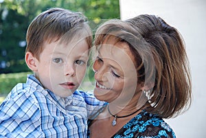 Little  boy  with freckles and his mother