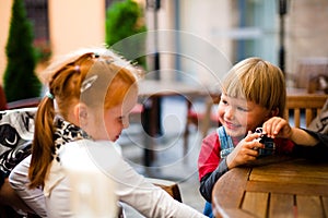 Little boy and girl playing