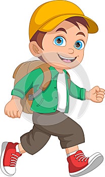 little boy go to school cartoon