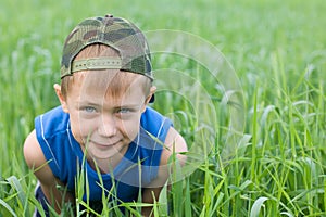 Little boy in the grass