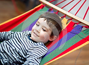 Little boy in hammock