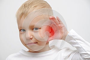 Little boy has a sick ear