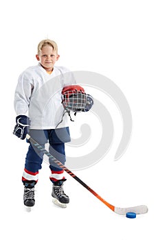 Little boy is hockey player