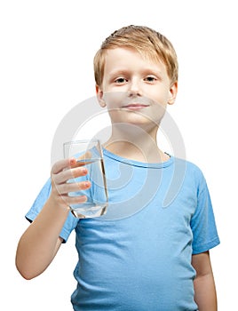 Little boy hold glass