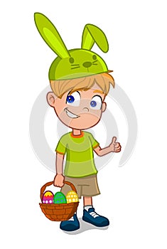 Little boy holding Easter basket