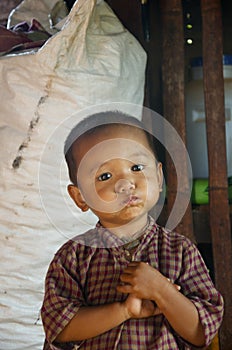 Little boy holding his breath