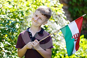 Little boy with hungarian flag