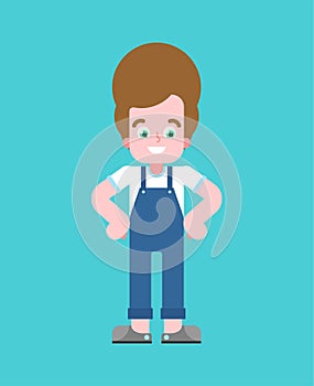 Little boy isolated. youngster guy Vector illustration