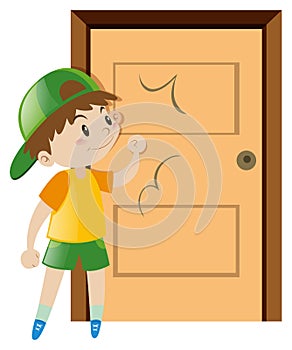 Little boy knocking on the door