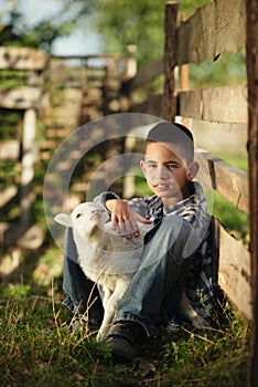Little boy with lamb