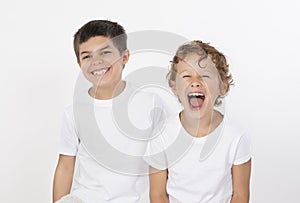 Little boy laughing at a joke