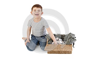 Little boy laughing playing