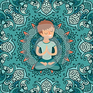 Little boy in the lotus position