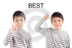 Little boy making hand sign BEST ASL Sign language