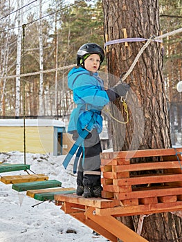 Little boy mountaineering