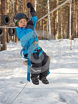 Little boy mountaineering