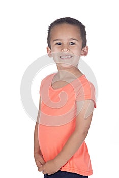 Little boy with organge shirt