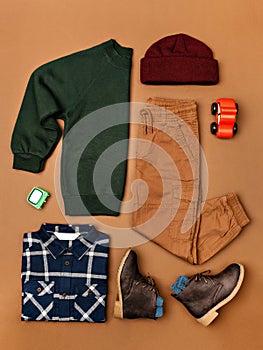 Little boy outfit for winter or autumn.