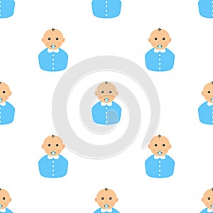 Little Boy with Pacifier Seamless Pattern