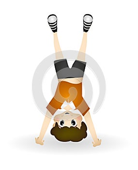 Little boy performing somersault