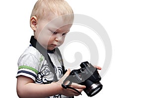 Little boy with photo camera