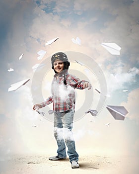 Little boy in pilot's hat