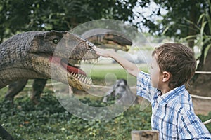 Little boy playing in the adventure dino park