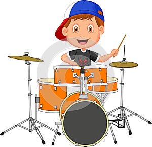 Little boy playing drum