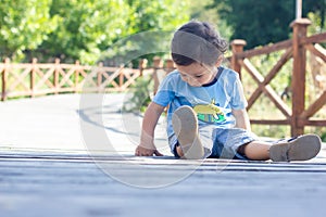 Little boy playing on the playground