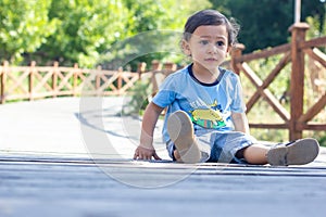 Little boy playing on the playground