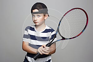 Little Boy Playing Tennis. Sport kids