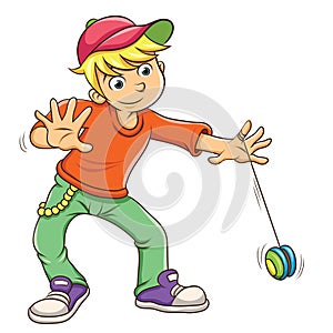 Little boy playing yo yo